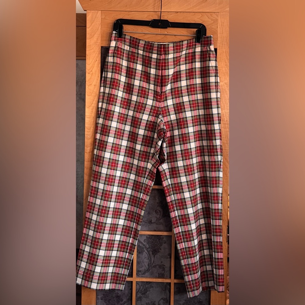 J Crew Plaid Wool Blend Trousers